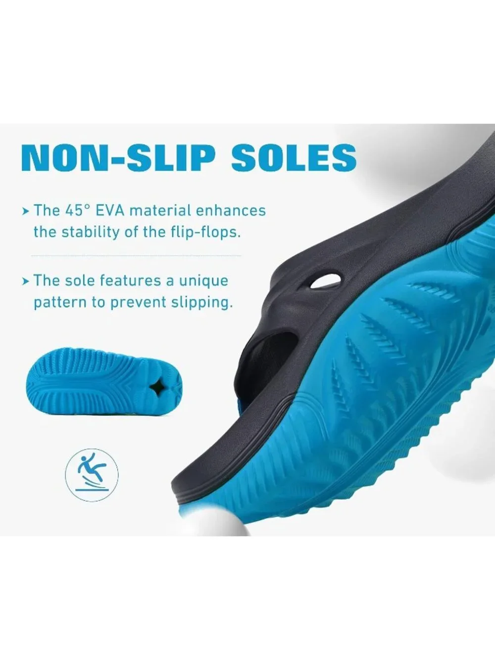 Men's Dark Blue Light Blue Orthopedic Footbed Flip Flops Open Toe Sandal Shoes